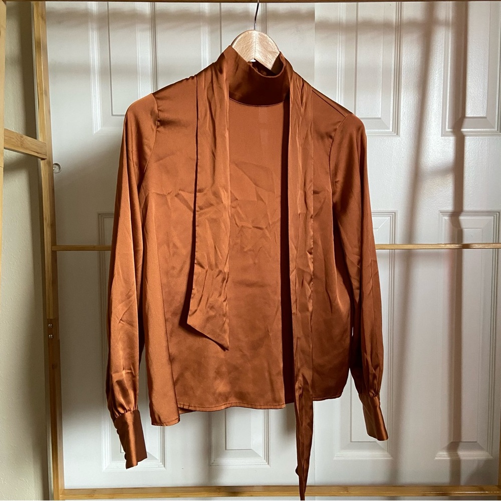 Worthington Satin Blouse - Rich Copper